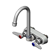 T&S Brass B-1146-02A 4" Center Wall Mount Workboard Faucet w/ Gooseneck Spout