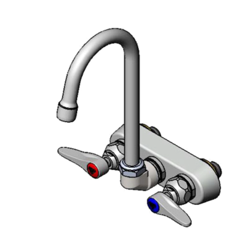 T&S Brass B-1146-02A 4" Center Wall Mount Workboard Faucet w/ Gooseneck Spout
