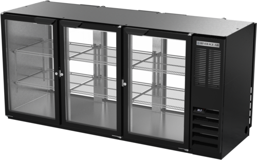 Beverage Air BB72HC-1-G-PT-B 72" 6 Glass Door Black Pass Thru Back Bar Cooler | 22.1 Cu. Ft.