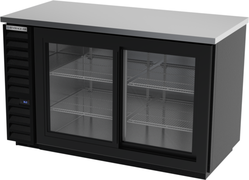 Beverage Air BB58HC-1-GS-B 59" 2 Sliding Glass Door Black Back Bar Cooler | 21.86 Cu. Ft.