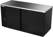 Beverage Air BB68HC-1-B 69" 2 Solid Door Black Back Bar Cooler | 25.93 Cu. Ft.