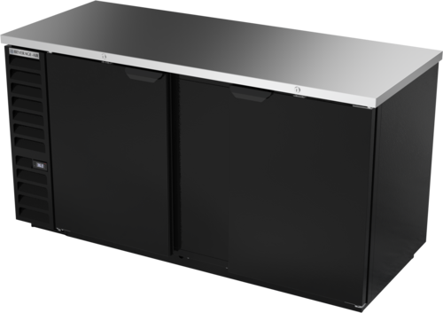 Beverage Air BB68HC-1-B 69" 2 Solid Door Black Back Bar Cooler | 25.93 Cu. Ft.