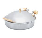 Vollrath 46121 6 Qt Solid Top Round Induction Chafer | Brass Trim