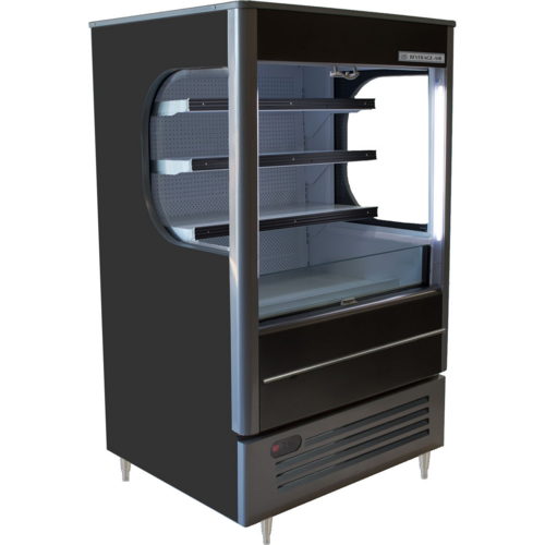 Beverage Air VMHC-7-1-B 35.5" Black Vertical Open Air Merchandiser w/ Night Curtain | 8 Cu. Ft.
