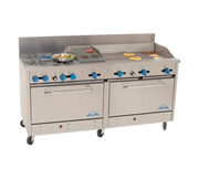 Comstock-Castle 2F330-36-1RB 72" Gas Range w/ 4 Burners, Griddle, Charbroiler & (2) 31" Ovens | 270,000 BTU