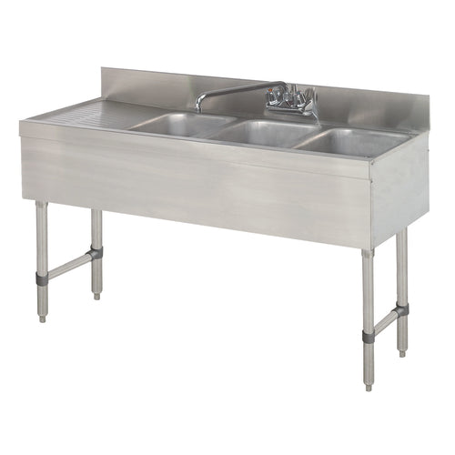 Advance Tabco SLB-43R-X 3 Compartment Underbar Sink w/ Left Drainboard