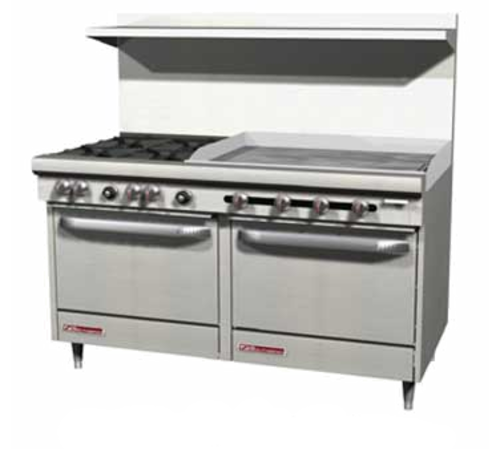 Southbend S60AD-3G 60" 4 Burner Gas Range w/ 36" Griddle, 2 Ovens