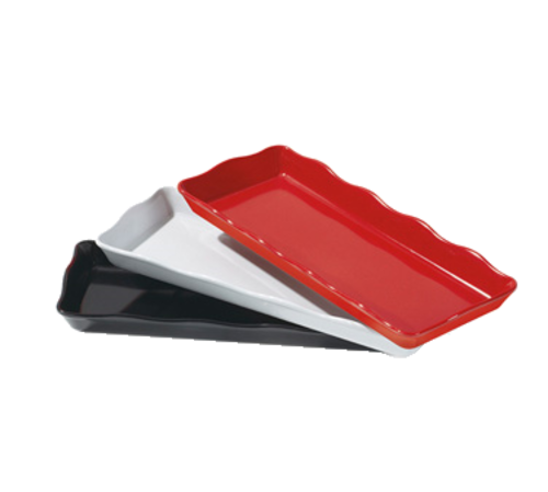 G.E.T. Red Sensation ML-154-RS 5-1/2 x 14" Rectangle Scalloped Edge Melamine Platter