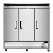 Atosa MBF8508GR 3-Solid Door Bottom Mount Reach-In Refrigerator | 68 Cu. Ft.