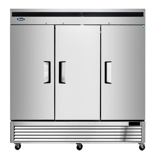 Atosa MBF8508GR 3-Solid Door Bottom Mount Reach-In Refrigerator | 68 Cu. Ft.