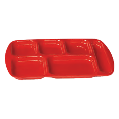 G.E.T. TL-152 Diamond Mardi Gras Left-Handed 6-Compartment Plastic Cafeteria Tray | Case of 12