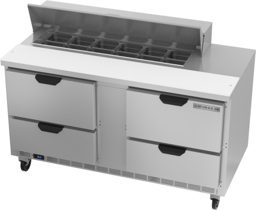 Beverage Air SPED60HC-12-4 60" 4 Drawer Refrigerated Sandwich Prep Table | (12) 1/6 Pan