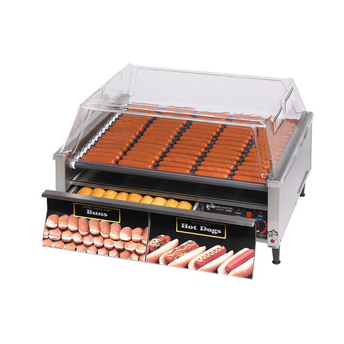 Star Grill-Max 75SCBD 75 Hot Dog Roller Grill w/ 48 Bun Drawer | Duratec Rollers