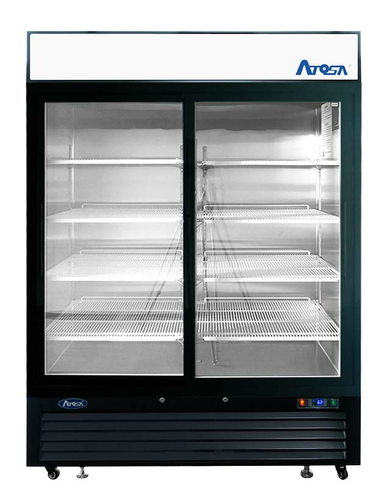 Atosa MCF8727GR 55" 2-Glass Door Black Merchandiser Refrigerator | 44.9 Cu. Ft.