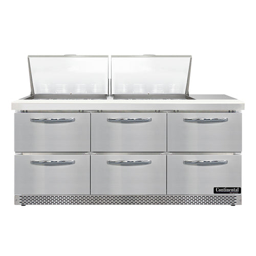 Continental Refrigerator SW72N24M-FB-D Refrigerated Counter, Mega Top Sandwich / Salad Unit