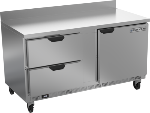 Beverage Air WTFD60AHC-2 60" 2 Drawer 1 Door Worktop Freezer w/ 4" Removable Backsplash | 14.39 Cu. Ft.