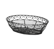 Tablecraft BK27409 Mediterranean Black Metal Oval Tabletop Basket | 9" x 6-1/4" x 2-1/4"