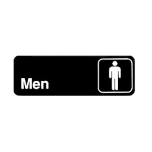 Winco SGN-311 "Men" Restroom Sign | 3" x 9" White on Black