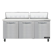 Continental SW72N18 72" 3-Door Refrigerated Sandwich Prep Table | (18) 1/6 Pan