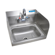 BK Resources BKHS-W-1410-SS-P-G 4" Center Splash Mount Faucet 14" x 10" Hand Sink w/Side Splash Guard