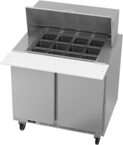 Beverage Air SPE36HC-12M 36" 2 Door Mega Top Refrigerated Sandwich Prep Table | (12) 1/6 Pan