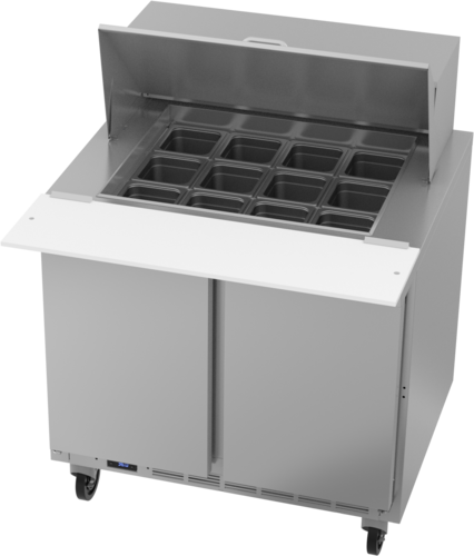Beverage Air SPE36HC-12M 36" 2 Door Mega Top Refrigerated Sandwich Prep Table | (12) 1/6 Pan