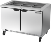 Beverage Air SPE48HC-S 48" 2 Door Refrigerated Salad Prep Table with Lift-Off Lid | 13.01 Cu. Ft.