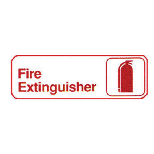 Winco SGN-382W "Fire Extinguisher" Sign | 3" x 9" Red on White
