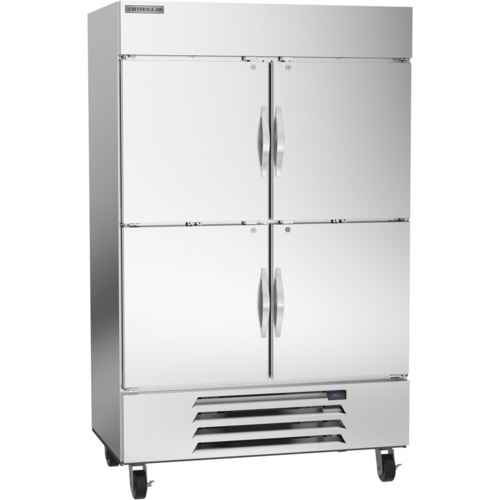 Beverage Air HBR49HC-1-HS 52" 4 Solid Half Door Bottom Mount Reach In Refrigerator | 46.15 Cu. Ft.