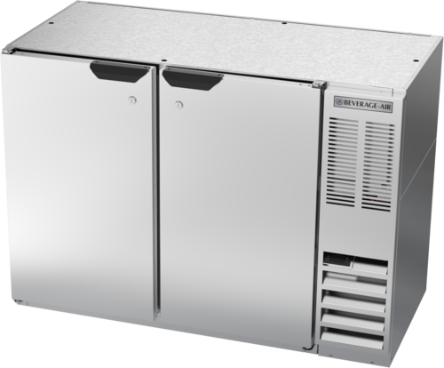 Beverage Air BB48HC-1-F-S 48" 2 Glass Door Stainless Food Rated Back Bar Cooler | 12.4 Cu. Ft.