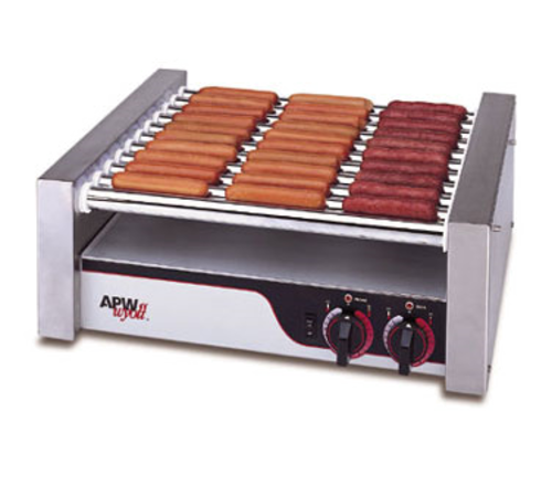 APW Wyott HR-20 13" X*PERT Hot Dog Roller Grill w/ (11) Flat Chrome Rollers | 750 Watt