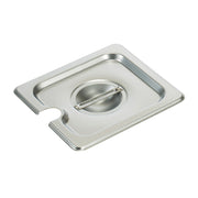 Winco SPCS 1/6 Size Stainless Steel Steam Table Pan Cover w/ Handle - Slotted