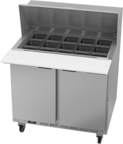 Beverage Air SPE36HC-15M 36" 2 Door Mega Top Refrigerated Sandwich Prep Table | (15) 1/6 Pan