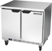 Beverage Air WTR36AHC-FLT 36" 2 Door Worktop Refrigerator with Flat Top | 8.5 Cu. Ft.