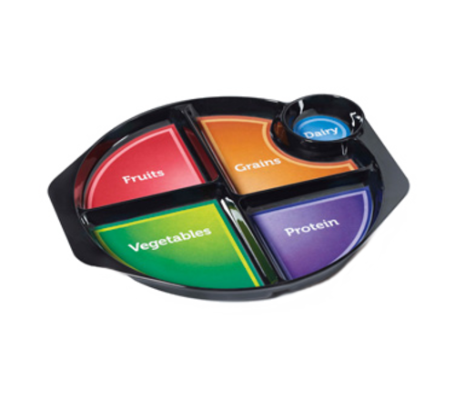 G.E.T. CP-535-CMP Choose My Plate Black Labeled 5-Compartment Melamine Plate | Case of 12