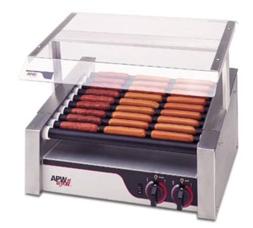 APW Wyott HRS-20 13" X*PERT Hot Dog Roller Grill w/ (11) Flat Tru-Turn Rollers | 750 Watt
