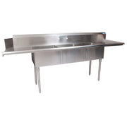 BK Resources BKSDT-3-20-12-20RS 100" 3 Compartment Soiled Dish Table, Right Side | S/S Legs