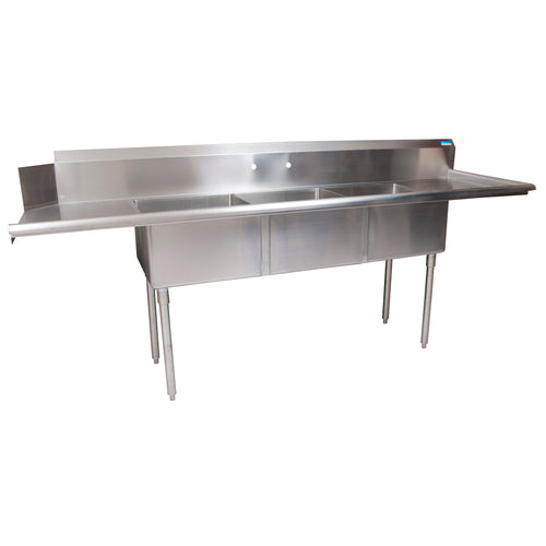 BK Resources BKSDT-3-20-12-20RS 100" 3 Compartment Soiled Dish Table, Right Side | S/S Legs