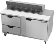 Beverage Air SPED60HC-12-2 60" 2 Drawer 1 Door Refrigerated Sandwich Prep Table | (12) 1/6 Pan