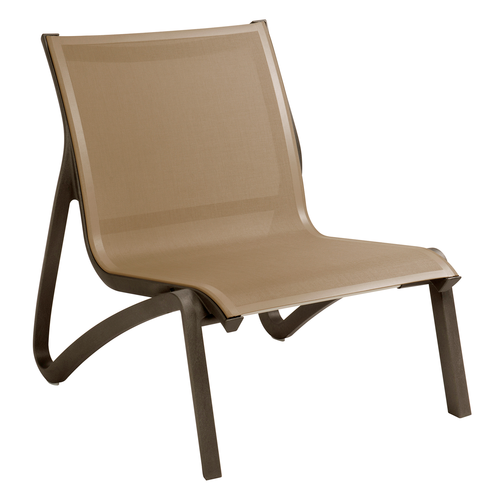 Grosfillex US001599 Sunset Stacking Outdoor Lounge Chair | Cognac/Fusion Bronze