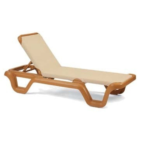 Grosfillex 99414108 Marina Stacking Outdoor Chaise | Khaki