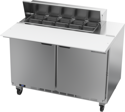 Beverage Air SPE48HC-10C 48" 2 Door Rear Mount Refrigerated Sandwich Prep Table | (10) 1/6 Pan
