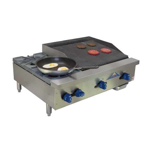 Comstock-Castle FHP36-2LB 36" Manual Countertop Gas Lava Rock Charbroiler & Hot Plate Combo | 120,000 BTU
