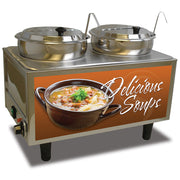 Winco 51072S Dual Well Chili & Cheese Warmer | (2) 7 Qt. Wells with Pumps