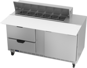 Beverage Air SPED60HC-12C-2 60" 2 Drawer 1 Door Refrigerated Sandwich Prep Table | (12) 1/6 Pan