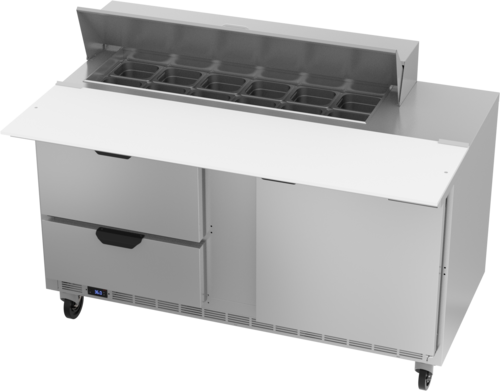 Beverage Air SPED60HC-12C-2 60" 2 Drawer 1 Door Refrigerated Sandwich Prep Table | (12) 1/6 Pan