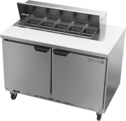 Beverage Air SPE48HC-10 48" 2 Door Rear Mount Refrigerated Sandwich Prep Table | (10) 1/6 Pan