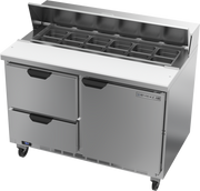 Beverage Air SPED48HC-12-2 48" 2 Drawer 1 Door Refrigerated Sandwich Prep Table | (12) 1/6 Pan