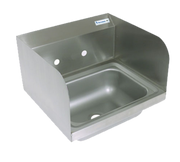 BK Resources BKHS-W-1410-SS 4" Center Splash Mount Faucet Hole 14" x 10" Hand Sink w/Side Splash Guard