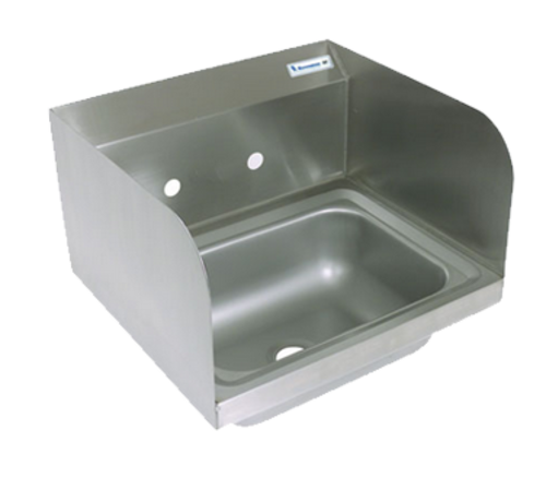 BK Resources BKHS-W-1410-SS 4" Center Splash Mount Faucet Hole 14" x 10" Hand Sink w/Side Splash Guard
